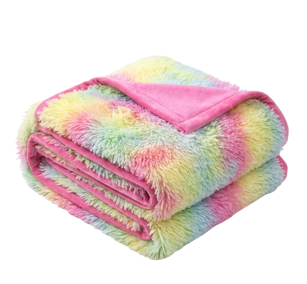 Shaggy Blanket - Luxury Rainbow Faux Fur