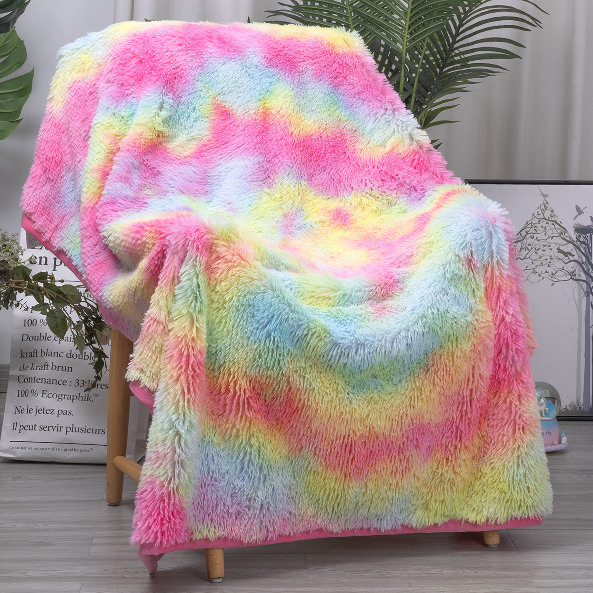 Shaggy Blanket - Luxury Rainbow Faux Fur