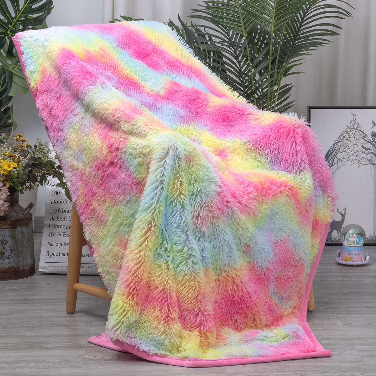 Shaggy Blanket - Luxury Rainbow Faux Fur
